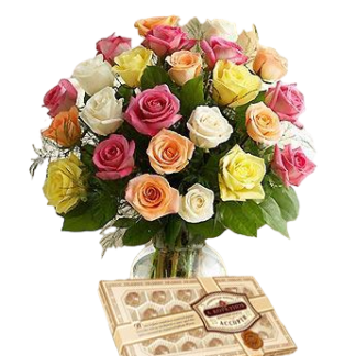 25 colorful roses with chokolates | Flower Delivery Penza