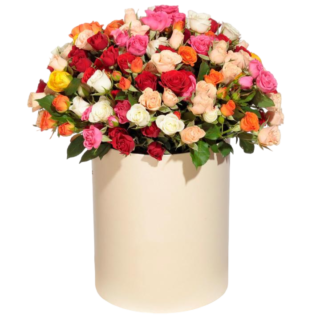 Mixed roses in a hatbox | Flower Delivery Penza