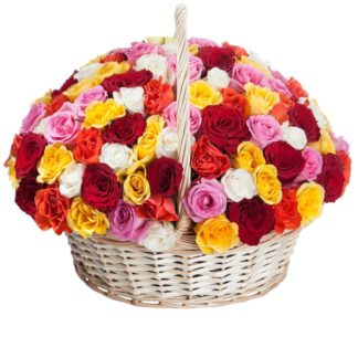 51 colorful roses in the basket | Flower Delivery Penza